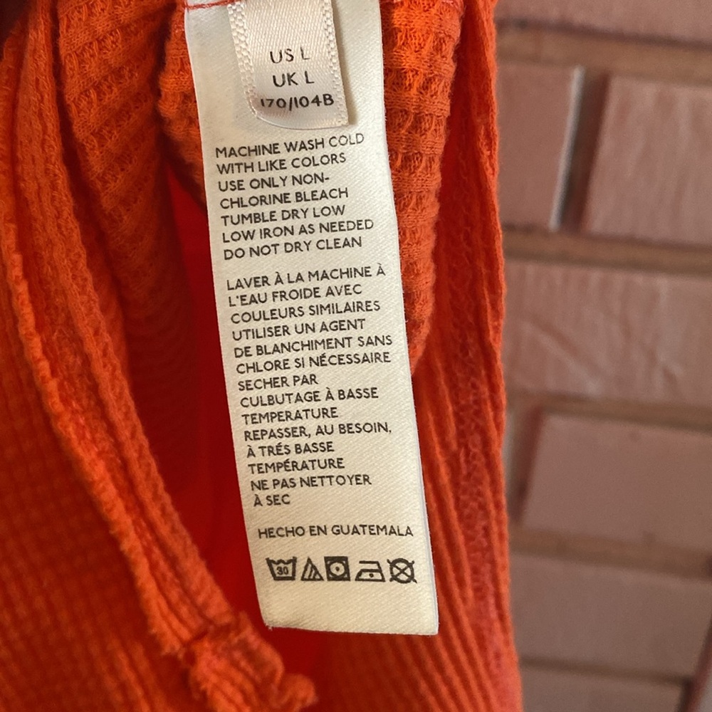 Free People bright orange waffleknit long sleeve shirt - Picture 5 of 6